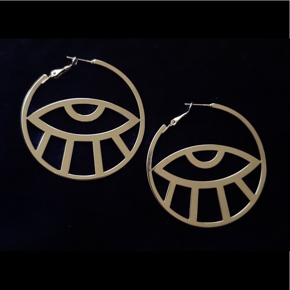 Jewelry - Silver Abstract Evil Eye Hoops